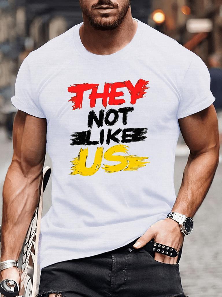 Übergröße Multifunktionales Kurzarm-T-Shirt - THEY NOT LIKE US Bedrucktes Stilvolles Atmungsaktives Oberteil