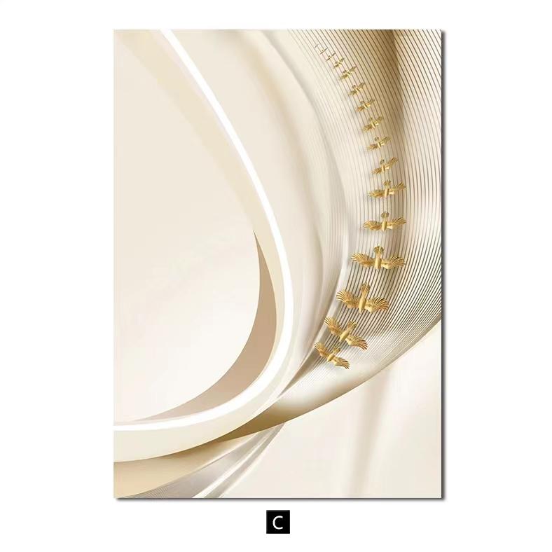 

Золотой Серебряный Птицы Цветок Холст Плакат Свет Роскошный Абстрактное Искусство Принт Живопись Современная Настенная Картина Гостиная Домашний Декор 21x30cm No Framed