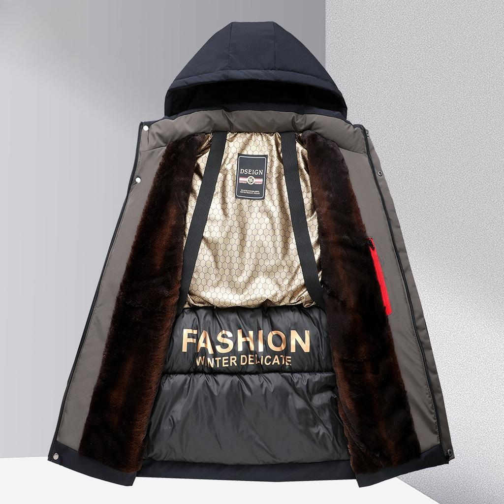 Men's Winter Warm Fleece Jackets Casual Windproof Outwear Coat With Pockets Hooded Work Jacket Windbreaker for Men Padded Thick Parka Thermal Jackets