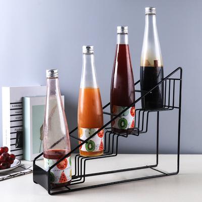 Coffee Syrup Rack Organizer 4-Bottle Trapezoidal Step Design Fits Torani Monin Space-Saving Coffee Bar Accessory