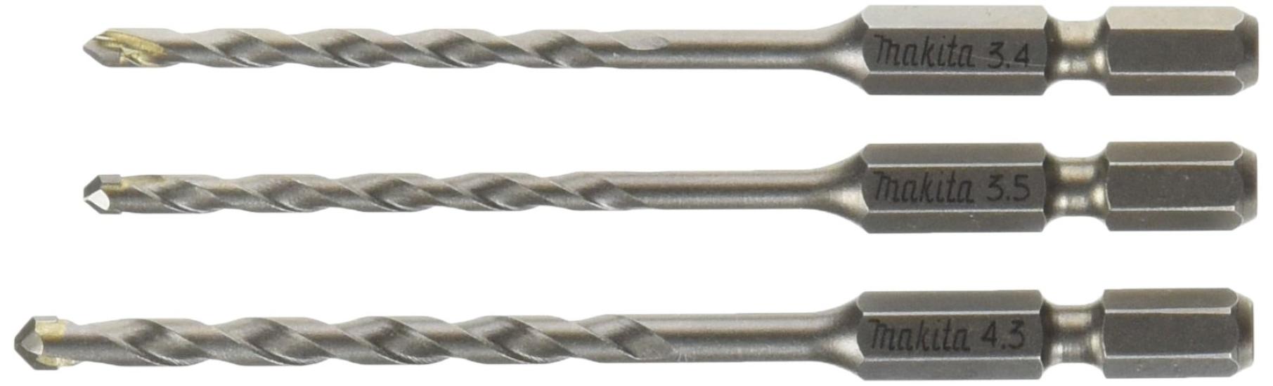 

Makita Rechargeable Carbide Drill Set of 3 Diameter 3.4/3.5/4.3mm A-46919