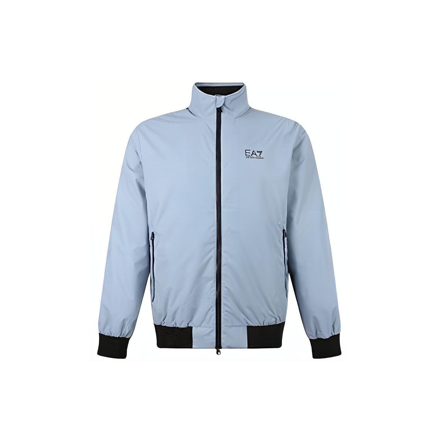 Emporio Armani EA7 FW22 Color Block Logo Print Zip Long Sleeve Jacket Men jackets Blue Gray 6LPB27-PN27Z-1506 XL