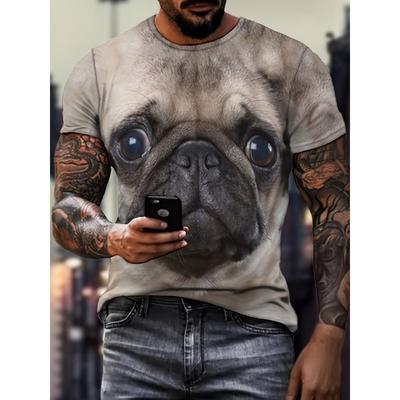 Herren 3D Digital bedrucktes Tier Hund Muster Druck Rundhals und Kurzarm T-Shirt, Lässige und schicke Oberteile, geeignet für den Sommer