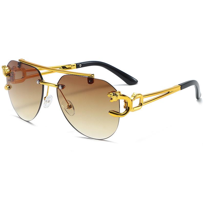 Frameless Leopard Head Sunglasses Vintage Rimless Sunglasses Men Women Gradient Shades Sun Glasses Uv400 Eyewear