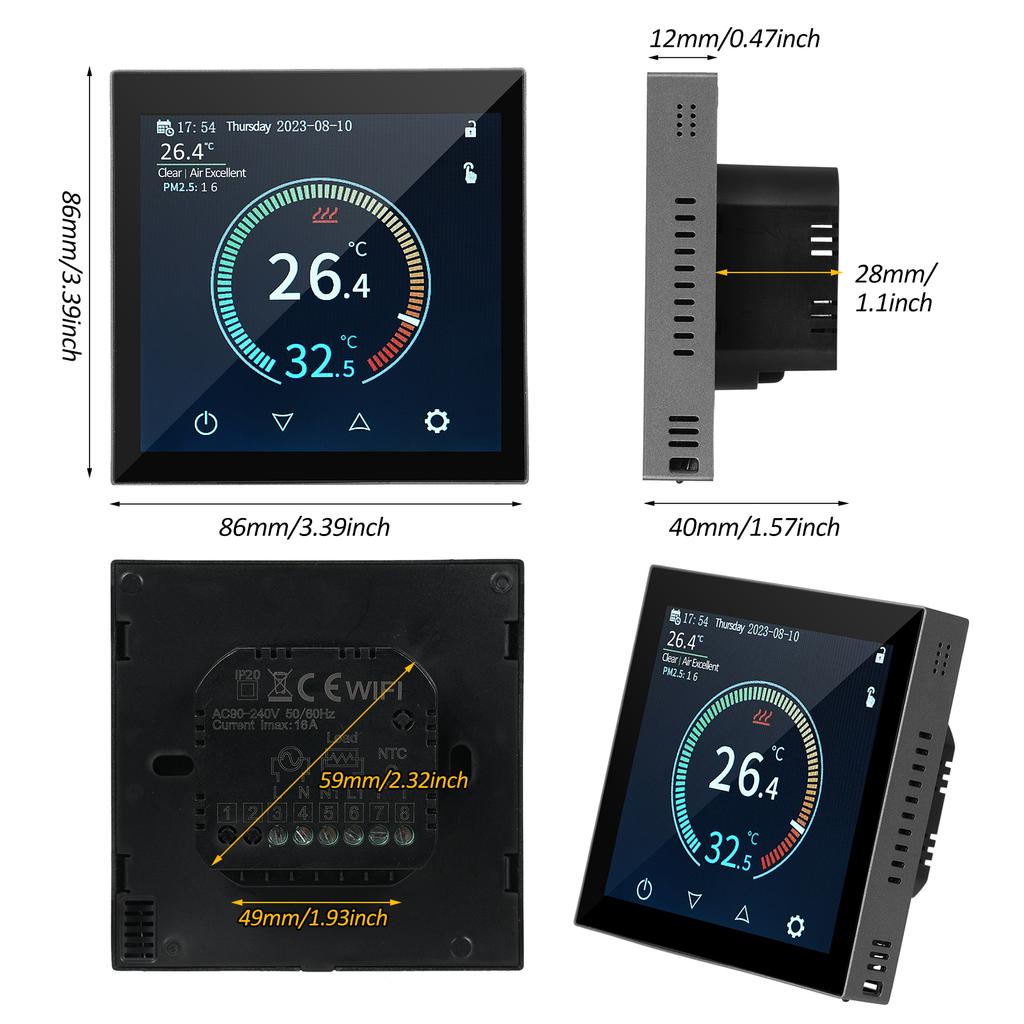 WiFi Smart Thermostat Programmable Thermostat APP Control Digital Temperature Controller 480*480 LCD Touch Display 6 Time-Modes
