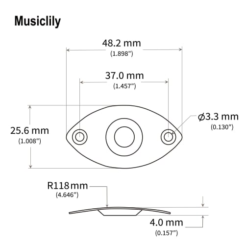 Musiclily Basic Cat's Eye Jack Plate for Electric Guitar/Bass, Gold (Pack of 2)