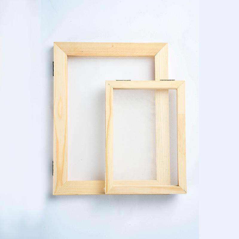 Old-Style Wooden Double-Layer Papermaking Frame for DIY Kids' Crafts and Art Projects