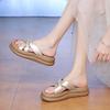 French thick-bottomed cool slippers for women's summer outer wear 2025 new cross-strapped flat-bottomed high-end skirt one-word slippers