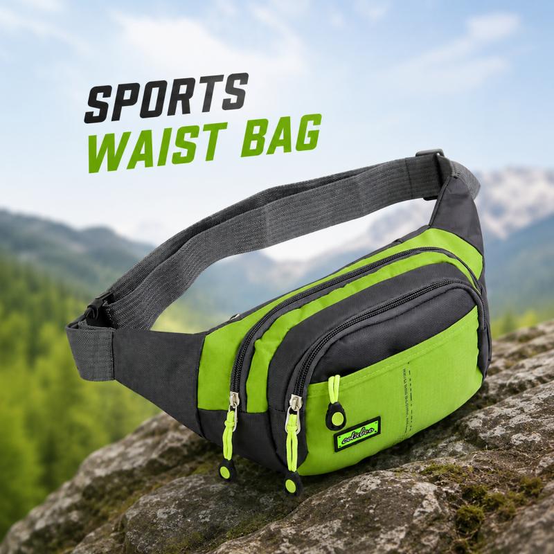 Nylon Waist Bag With Adjustable Belt, Multi Pocket Crossbody Chest Pack For Travel, Running, Walking, Outdoor Storage, Men And Women