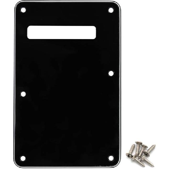 Shengsui Strat Pickguard Tremolo Cavity Cover Backplate for Standard Strat/Stratocaster Modern Style Electric Guitar 3Ply Black