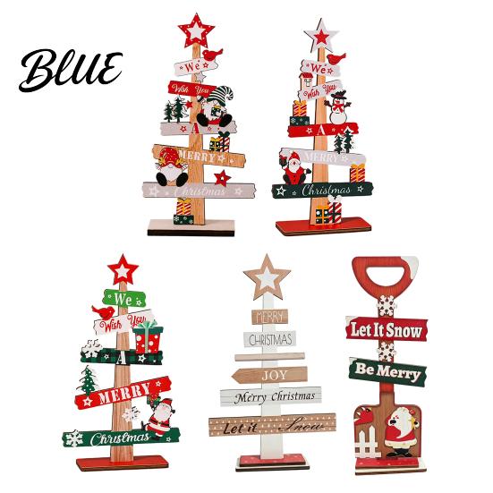 Solid Wood Holiday Festive Home Wooden Letter Tree Ornament Ornaments Christmas Sign Decorative Decor Pieces