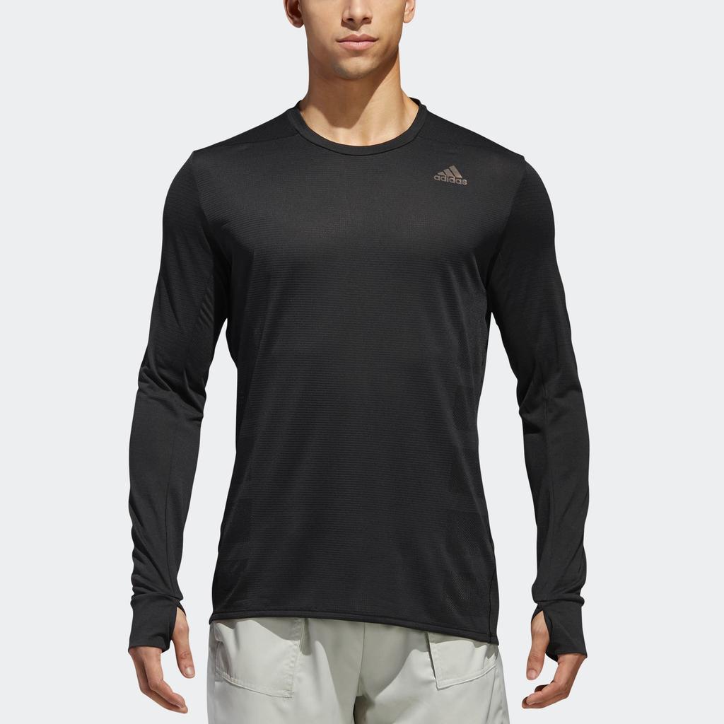 adidas Prism Long Sleeve Tee Breathable Round Neck Logo Reflective T-Shirt Men Tops Black CZ8717