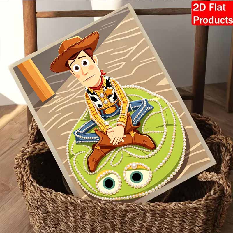 Disney Brinquedo de Pintura com Pérolas Toy Story Woody Pintura com Pérolas DIY Arte com Pedras Pintura com Pontos de Pérola Artesanato de Imagem Presentes para Adultos Iniciantes Decoração de Casa