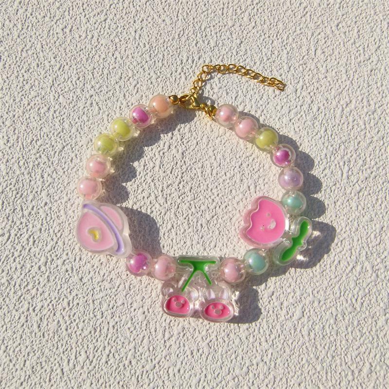 Pet necklace Colorful mixed-color flower pendant Beaded cat cat dog collar collar European and American sweet princess