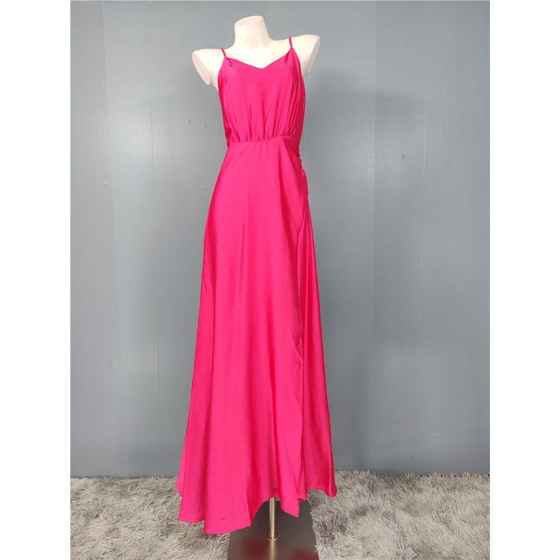 

Экспорт Однотонный Кросс-граничный Высокий Вырез Под грудью Слинг Открытая Спина Ацетатный Сатин Облегающее Талию V-образный Вырез Разрез Неравномерное Платье Rose Red X L