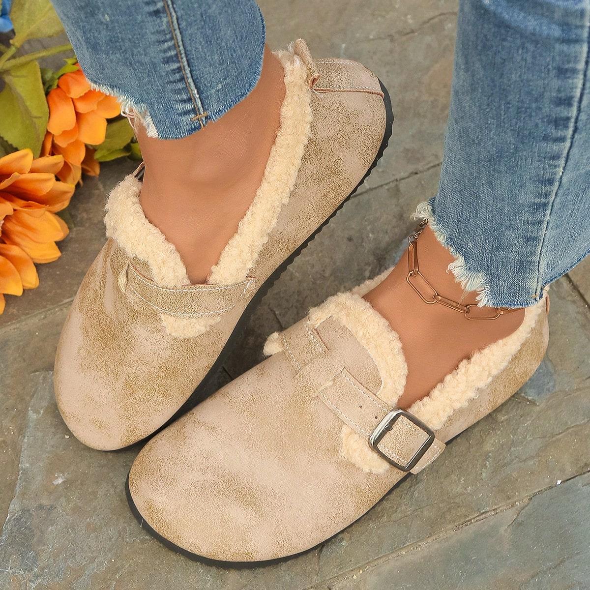 

Модные Удобные Женские Зимние Модные Ботинки Поддержка Свода Стопы Уютные Домашние Пушистые Замшевые Мюли Обувь Пробковая Стелька Теплые Плюшевые Тапочки Обувь 36 хаки