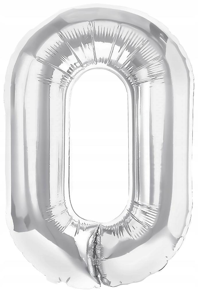 Balon Foliowy Cyfra 0 Zero Srebrny 100 Cm, 1 Szt.
