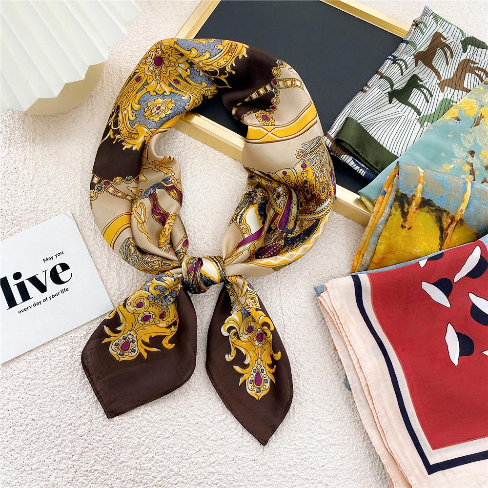 70 Silk Scarf: Small Square for Women - Lightweight Korean Fashion, Perfect for Spring, Summer, Autumn; Stylish for Flight Attendant or Neck Accessory