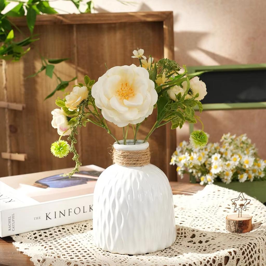 Plastic Decorative Vase Shatterproof Hemp Rope Folding Vase for Living Room