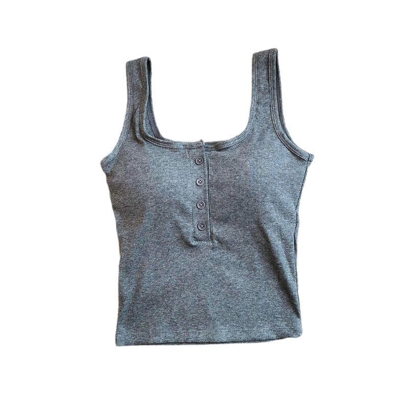 

Топ без рукавов из модала с регулируемыми бретелями и встроенной подушечкой для бюстгальтера - сексуальный базовый слой жилет M серый