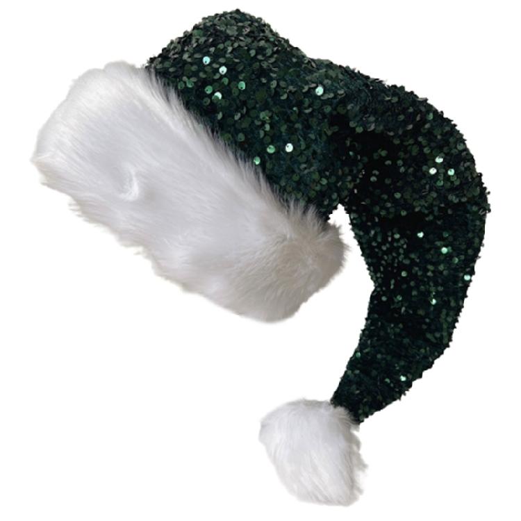 Adult Christmas Santa Hat with Sequins Cap New Year Party Cosplay Accessories