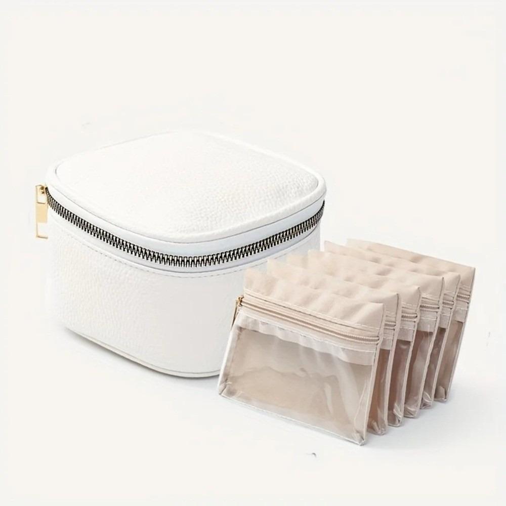 

PU Leather Travel Jewelry Box Velvet Pouch Necklaces Storage Box Light Luxury Jewelry Organizer белый