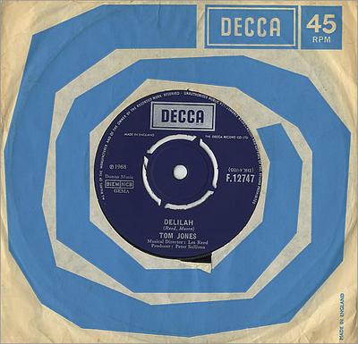 7inch Record TOM JONES - Delilah F12747 Decca 1968 UK Pop Used