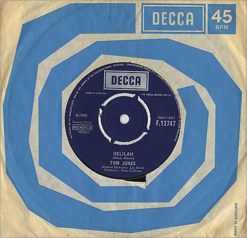 

7inch Record TOM JONES - Delilah F12747 Decca 1968 UK Pop Used