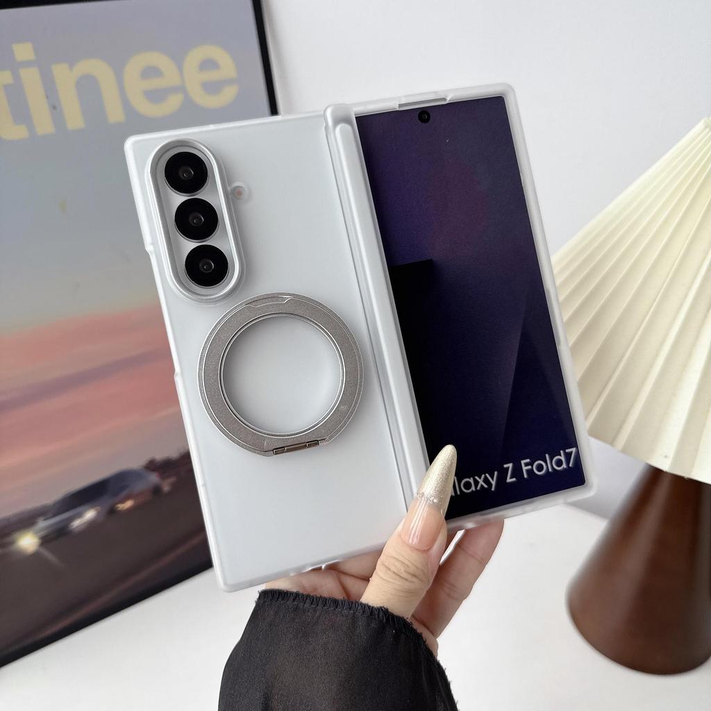 Samsung Z Fold7 Magnetic Phone Case with Mirror Shield & Rotating Stand with Front Frame Protection