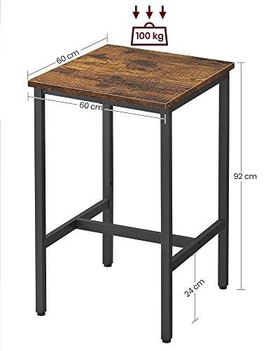 Breakfast Bar, Tall Square Bar Table, Durable Steel Frame, 60 X 60 X 90 Cm, Easy Assembly, For Kitchen Living Room, Dining Room