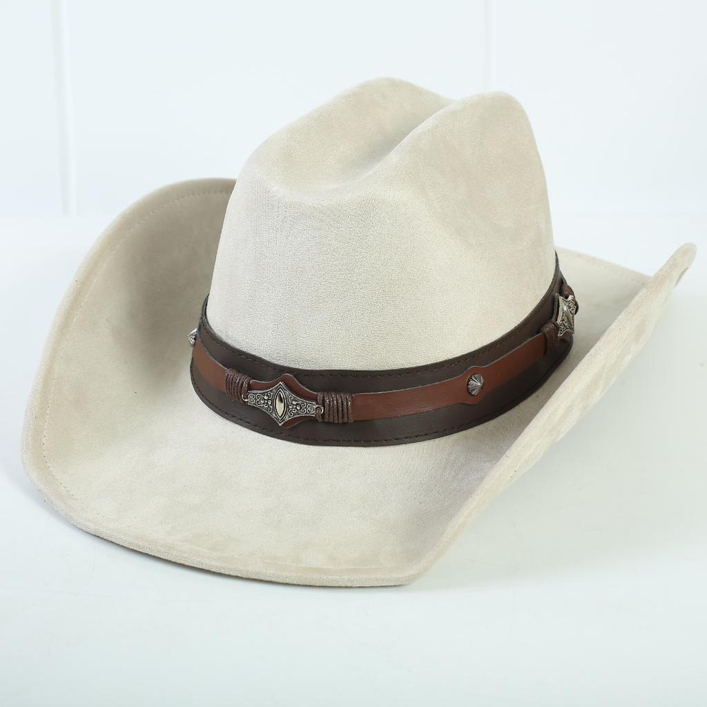 Popolare cappello western da cowboy in camoscio stile europeo e americano per uomo e donna, semplice e alla moda, a tesa larga, cappello jazz