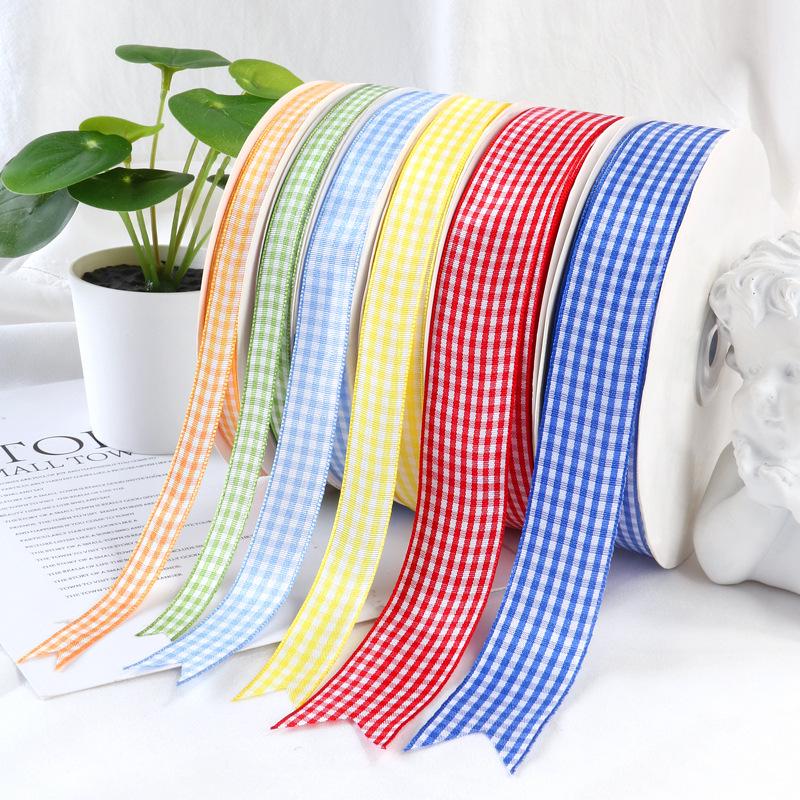 1cm Solid Color Plaid Ribbon for Cake Box Packaging and Decoration