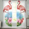 Tropical Flowers And Flamingo Tulle Curtain For Living Room Sheer Valance Curtain For Kitchen Bedroom Window Drapes