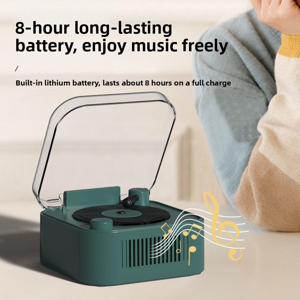 

TF Card Support Vintage Vinyl Record Speaker Bluetooth 5.0 Portable Music Player Vintage Style рожевий