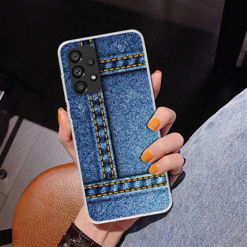 Jeans Cowboy Denim Printed Phnoe Case for Samsung Galaxy A17 A37 A57 A16 A26 A36 A56 A15 A14 A13 A55 A54 A53 A35 A34 A33 A25 A24