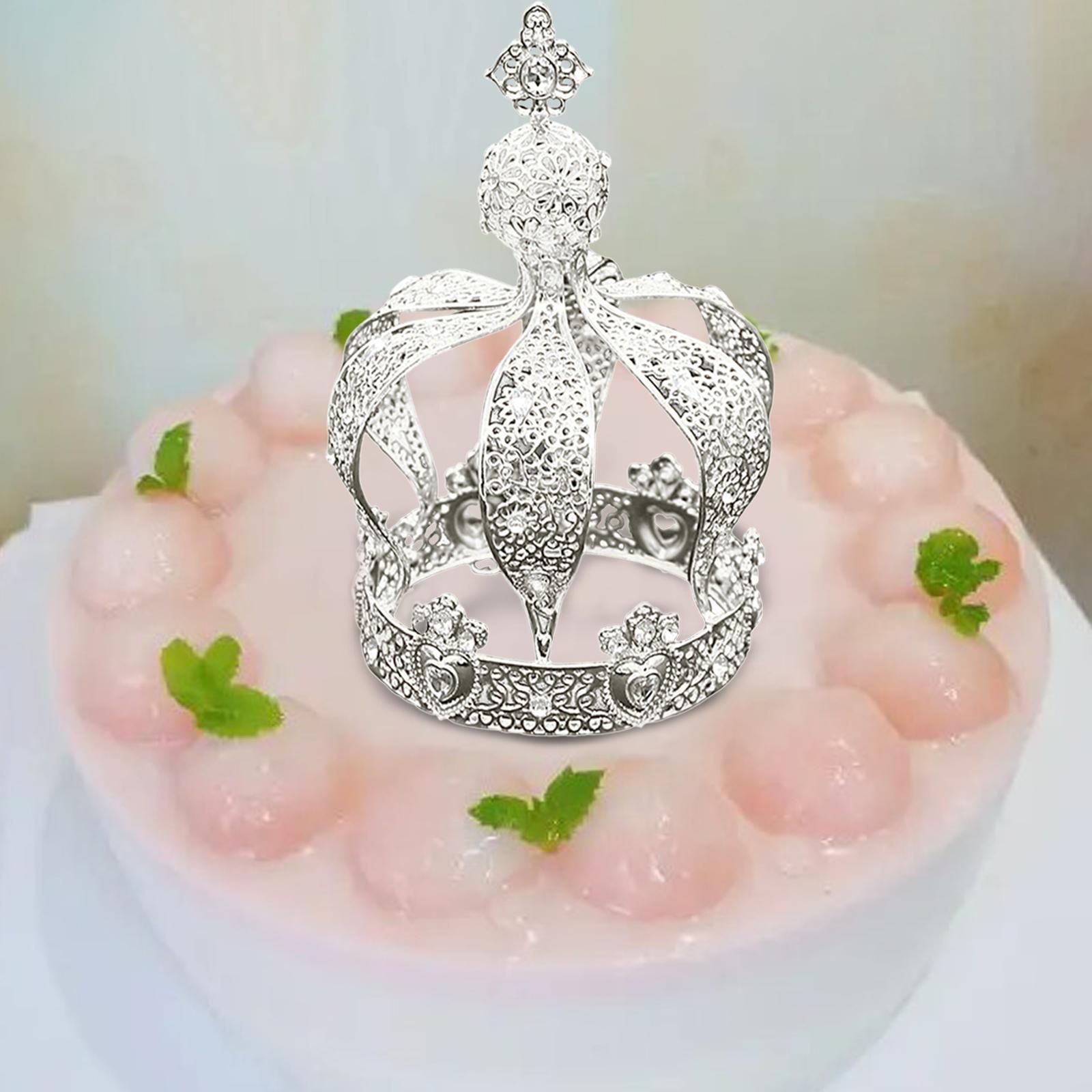

Vintage Style Crown Cake Topper Cupcake Decoration Alloy Cake Ornament for Birthday Party Bridal Event Celebration срібний