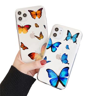 Funda de Teléfono Transparente de TPU con Mariposa Azul para Apple iPhone 14 Pro Max