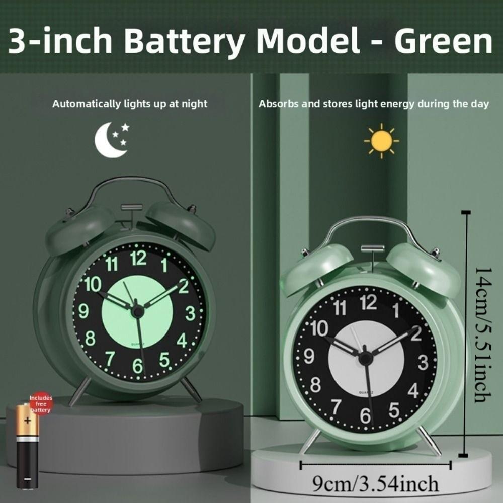 Metal Construction Metal Ring Alarm Clock Round Pointers Luminous Alarm Clock Home Decor