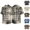 Herren V-Ausschnitt Kurzarm Texturierter Print Arbeits-Kittel mit Brusttasche Leichter atmungsaktiver Stoff Medizinische Uniformhemd