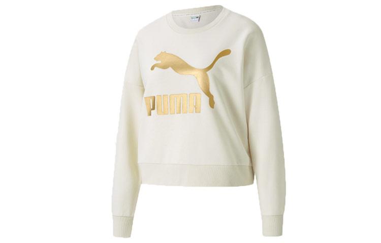 PUMA Sweatshirts Women s Ivory White Crew Neck Moderate Regular 531382-73 S