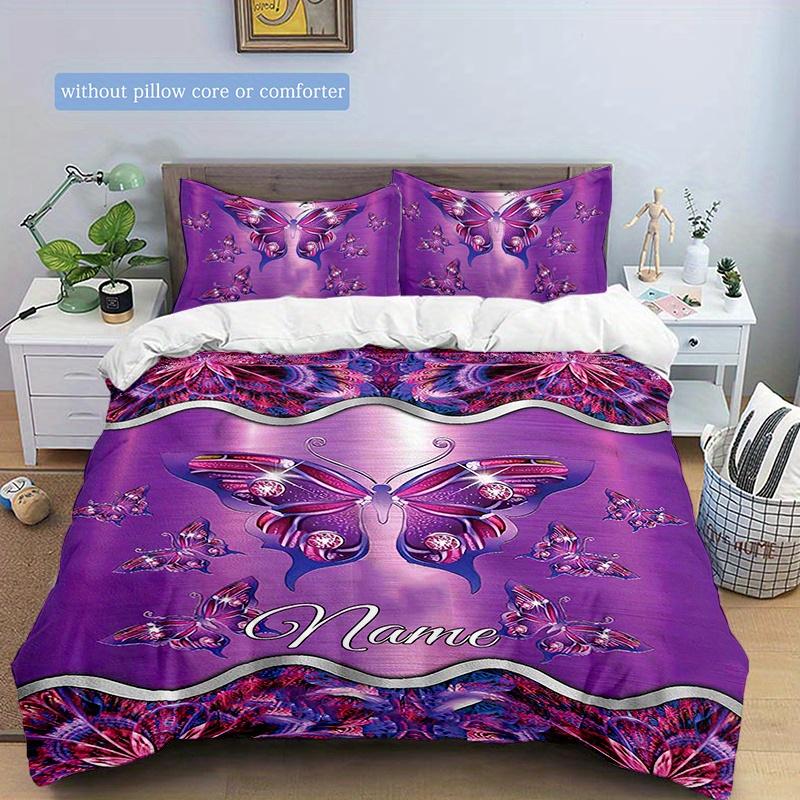 Butterfly Customize Your Name Duvet Cover Soft Bedding Set For Bedroom Guest Room And Dorm Decoration Threepiece Set Includes 1 Duvet Cover 2