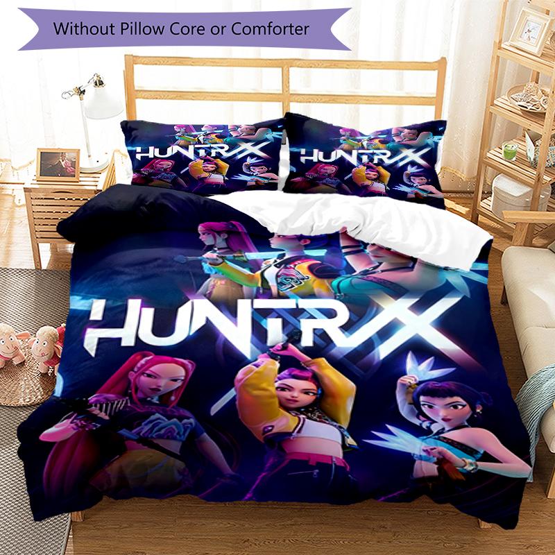 3pcs Kpop Hunter5 Pattern Bedding Set Duvet Cover Set Includes Duvet Cover &pillowcases, Perfect All Season Bedroom Decoration & Gift