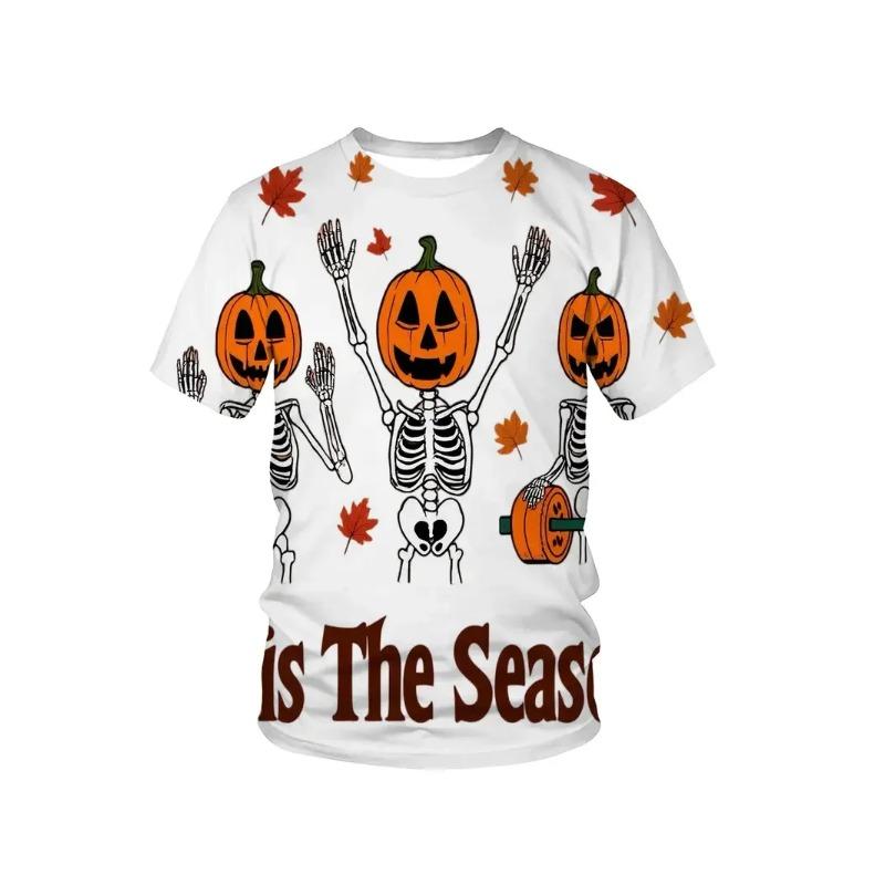 Gorąca Wyprzedaż Goth Halloween Męski T-shirt z Nadrukiem 3D Horror Joker Czaszka Okrągły Dekolt Krótki Rękaw Unisex Koszulka Top Męski Tee