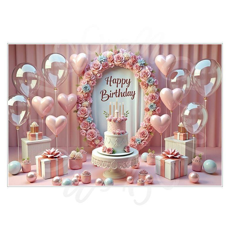 Pink Birthday Theme Party Decoration Backdrop Cloth - Party Decoration Scene Background Wall Hanging