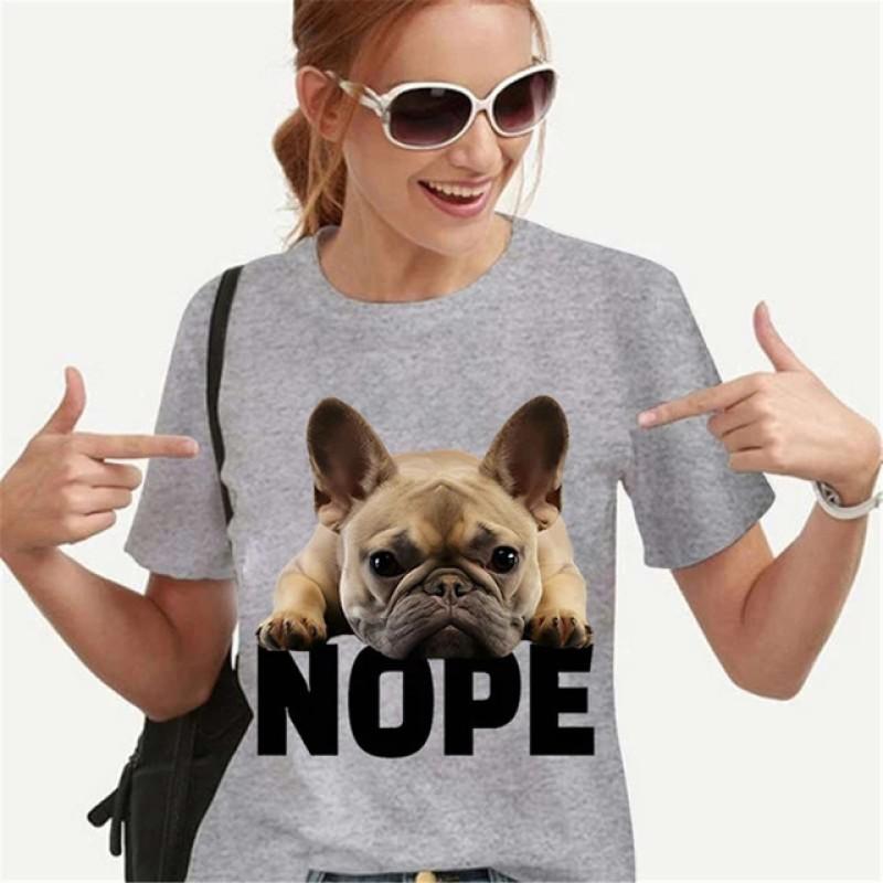 T Shirt for Women Teens Tees French Bulldog Printing Multi Color Unisex Clothes Vintage Men's Streetwear Daily Style Fashion