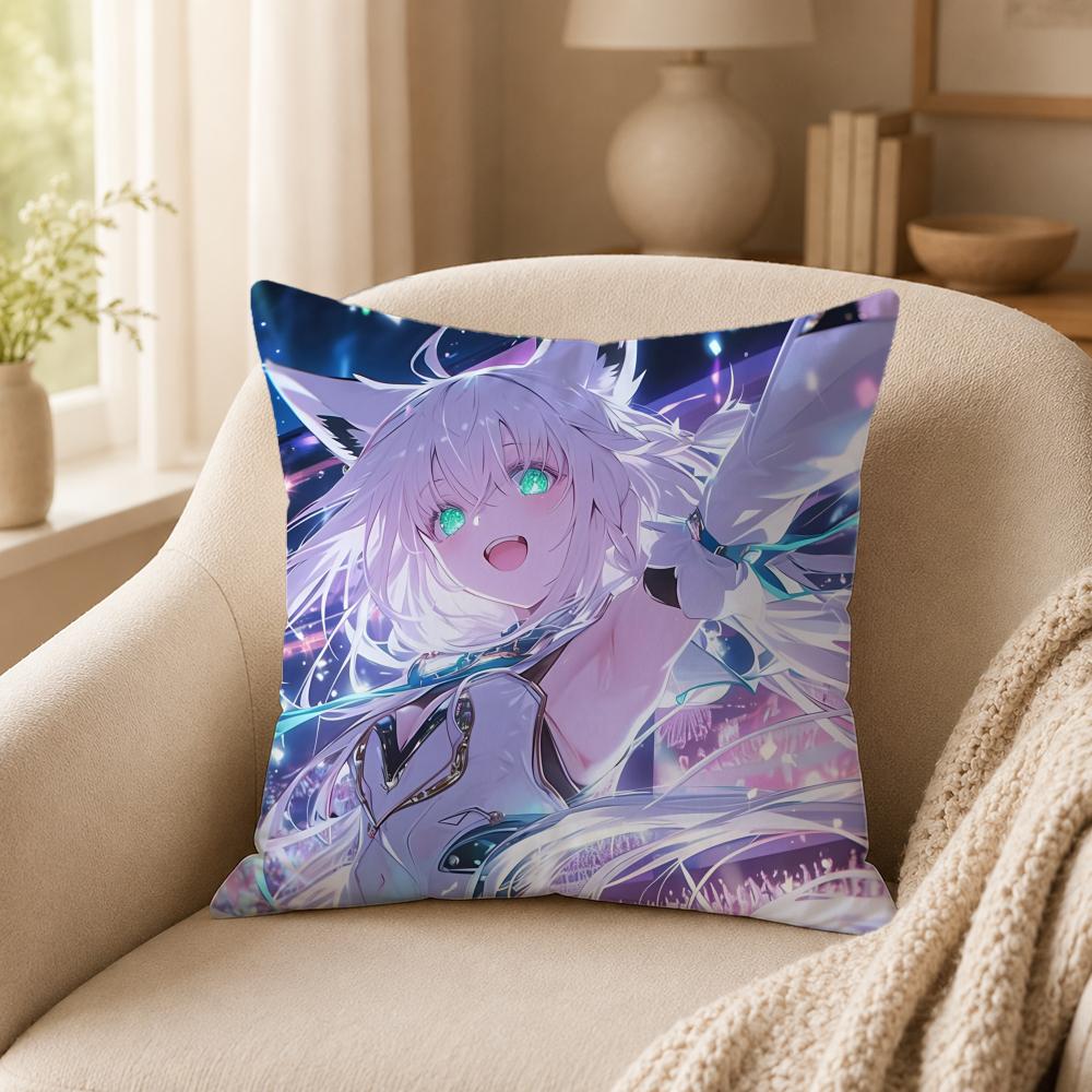Vtuber S-Shirakami FubukiS Cushion Cover Double-Sided Printed Pillow Cover Hypoallergenic Dust-Mite Proof