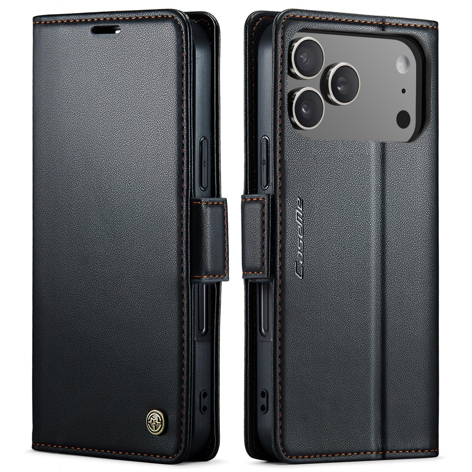 For iPhone 17 Pro Case CASEME 023 Series RFID Blocking Leather Wallet Stand Phone Cover B