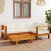 Day and Night - Day and Night Garden Furniture 5 Pcs Cushions White Cream Acacia Wood