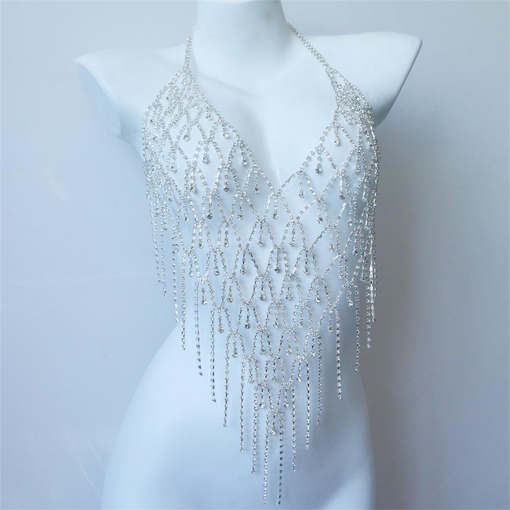 Luxury Heavy Industry Full Diamond Shiny Geometric Breast Chain, High Sense Fashion Retro Temperament European And American Body Chain Accessories Wom