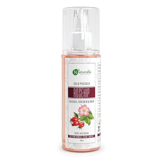 

Naturalis Essence Of Nature Cold Pressed Rosehip Carrier Oil For Skin Lightening, Pigmentation, Stretch Marks, Acne Scars, Wrinkles, Aging, 200 Ml 200ML